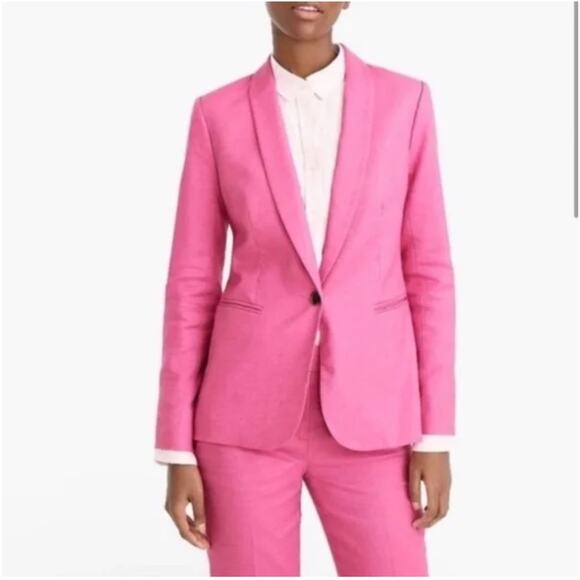 J. CREW Parke linen blend single breast Barbiecore blazer 4 - Picture 2 of 7